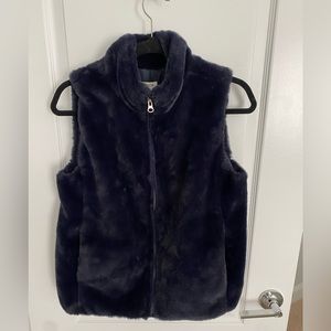 JCrew faux fur zip front vest- super soft and fully lined. Beautiful Navy Blue.